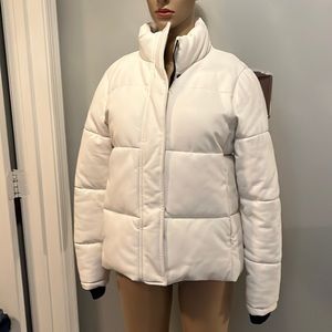 Faux Leather Bomber Coat